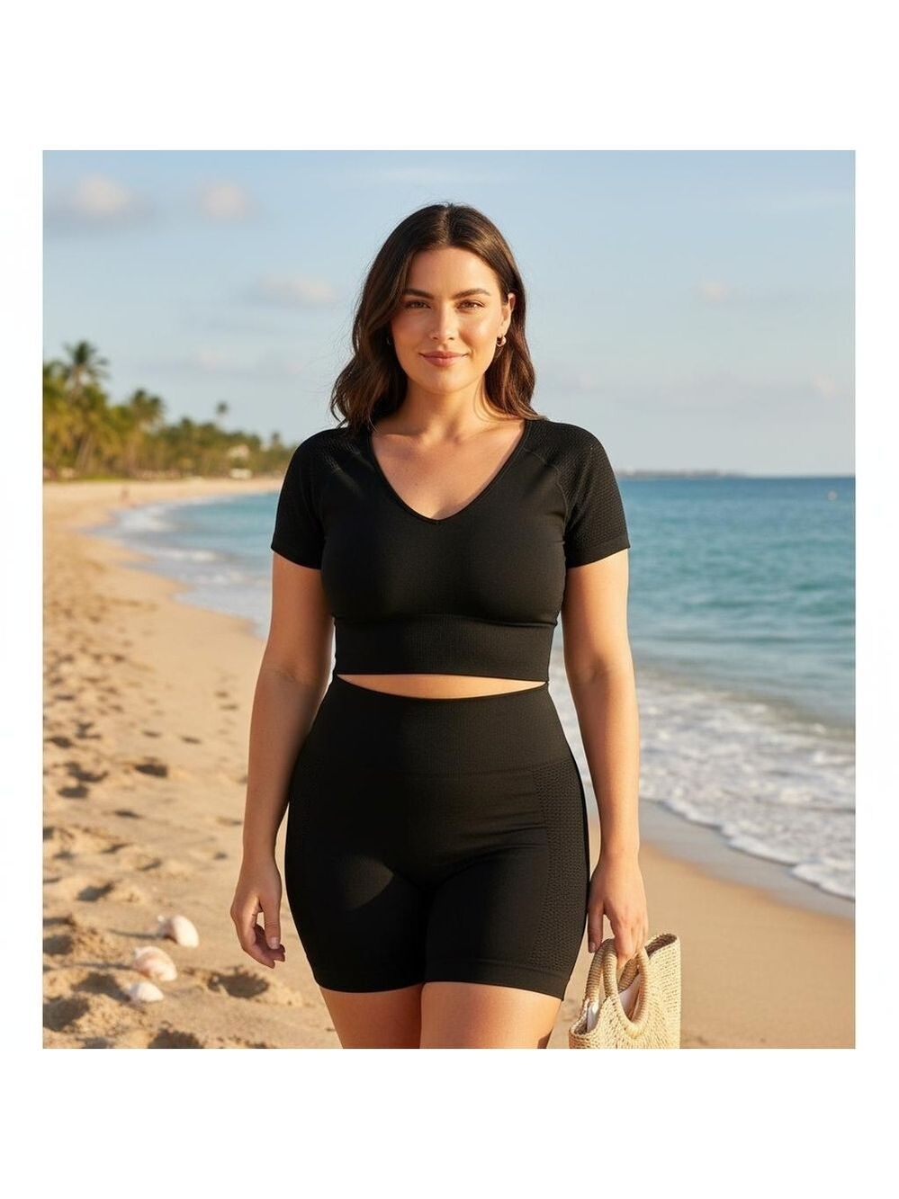 Aerie Offline Black Seamless Crop Top Size XS